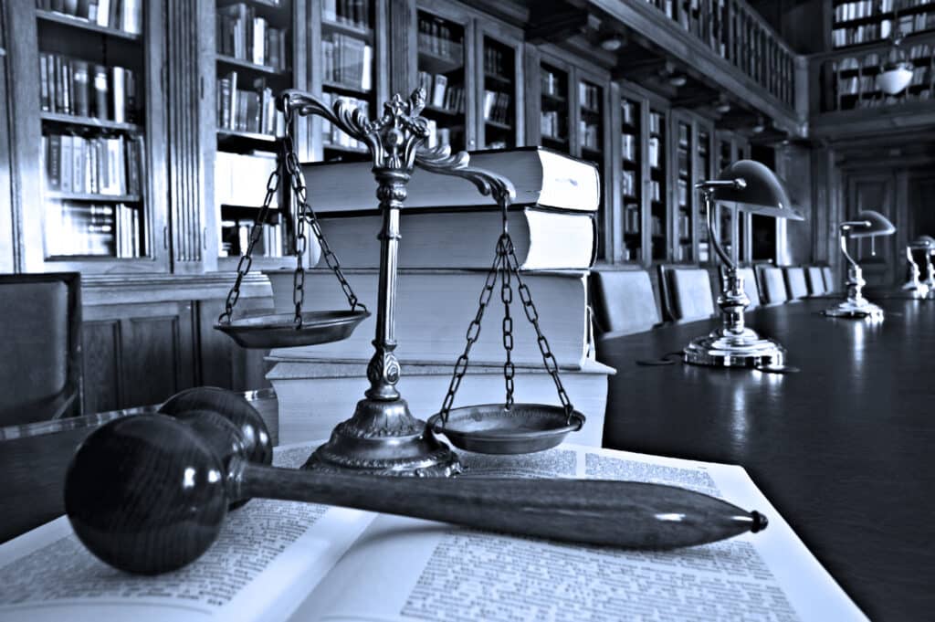 Decorative Scales of Justice in the library